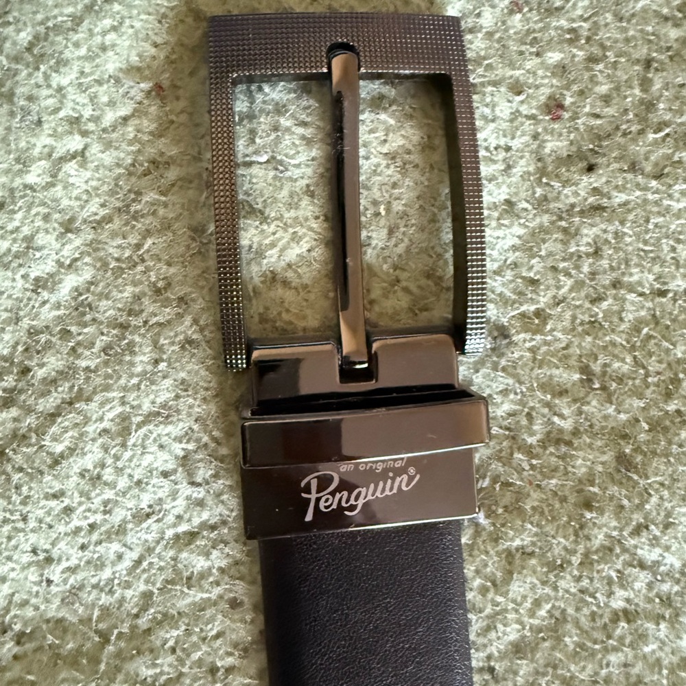 Original Penguin Black Leather Belt Classic Design